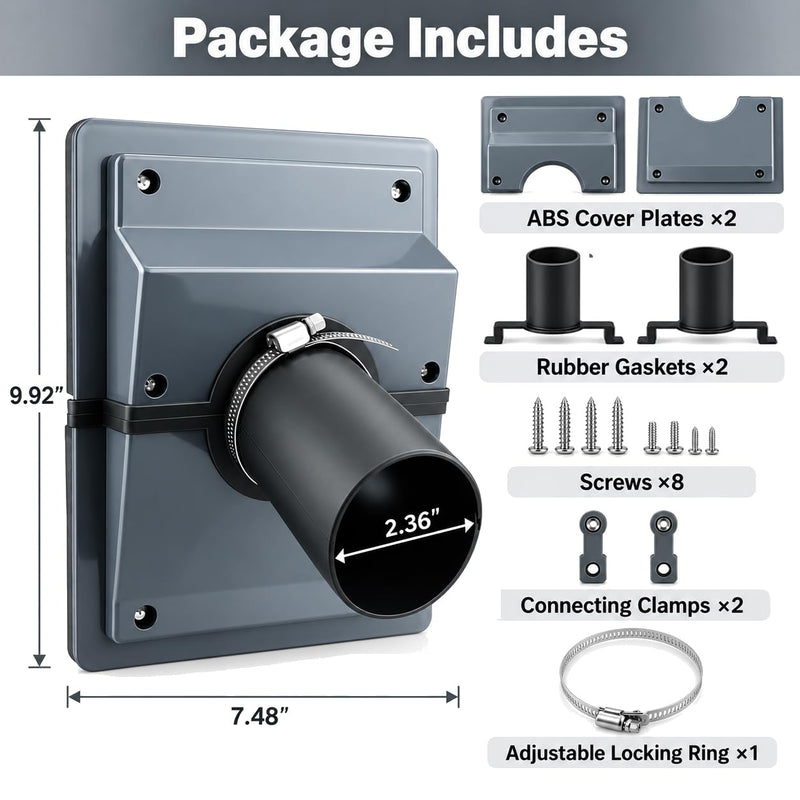 HVAC Wall Penetration Cover & Line-Set Cover Kit, AC Line-Set Insulation Protector, Easy Install Split Cover Wall Sleeve, Outlet Retrofit for Indoor & Outdoor Air Conditioner Systems (Grey) Gray