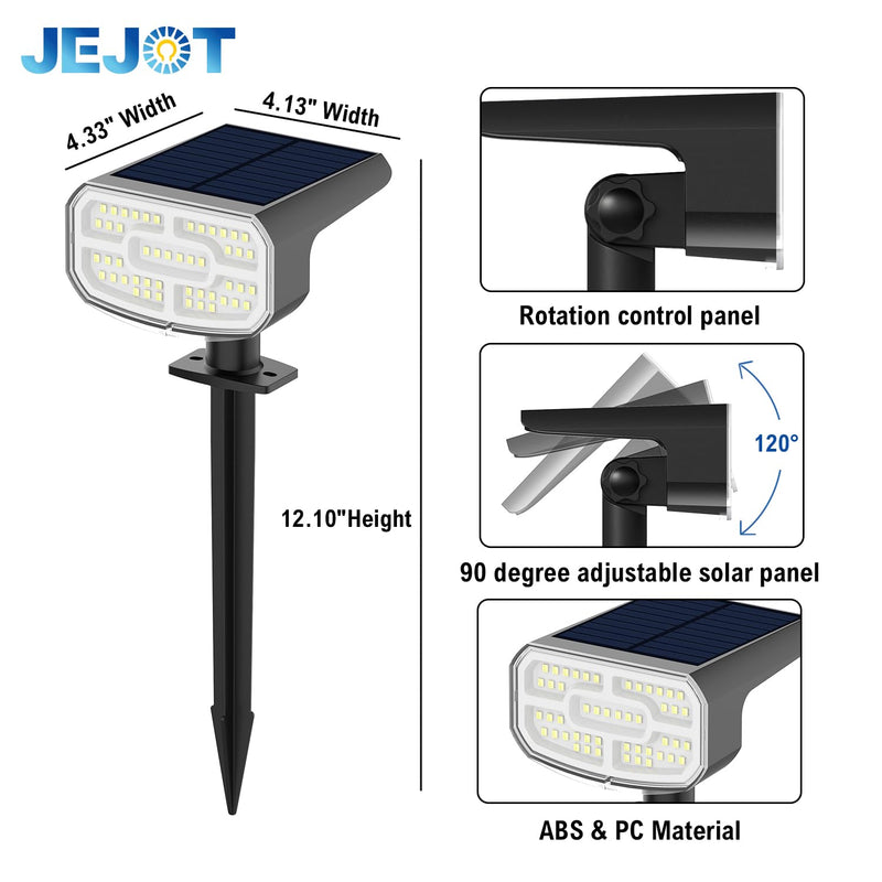Solar Spot Lights Outdoor Waterproof IP65,6 Pack,2CCT(3000K/6500K), Super Bright LED, 4 Lighting Modes Selectable, Solar Powered Yard Garden Solar Spot Lights for Outside Landscape Auto On/Off 2CCT-Warm&Cool 6 Pack
