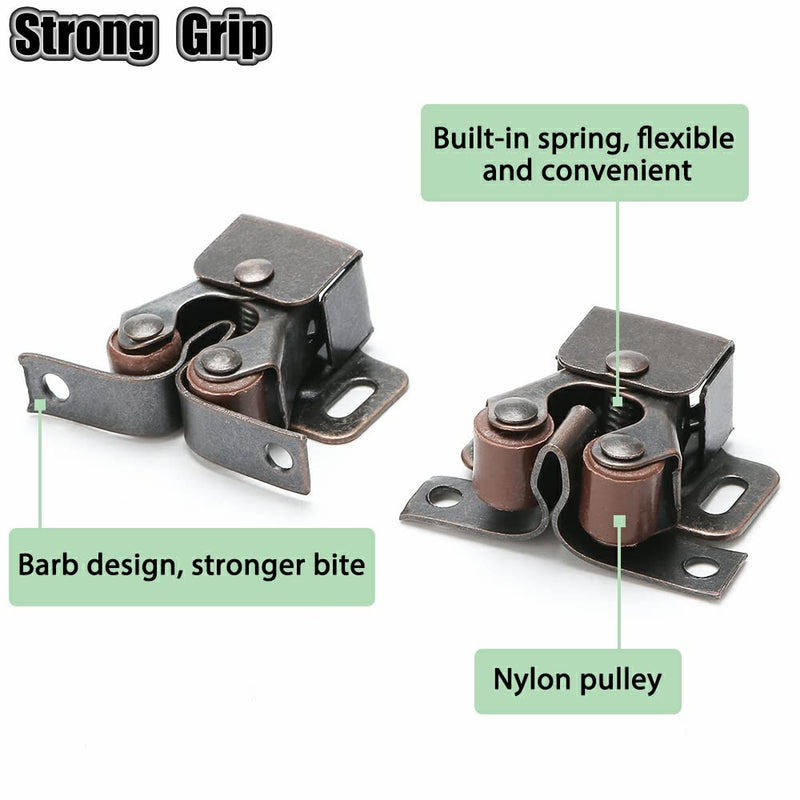 Alise Cabinet Door Latch,Cupboard Closet Doors Catch Closer Double Ball Roller Latches,Cold Rolled Steel Oil-Rubbed Bronze Copper CA1000-12P(Pack of 12) Oil Rubbed Bronze