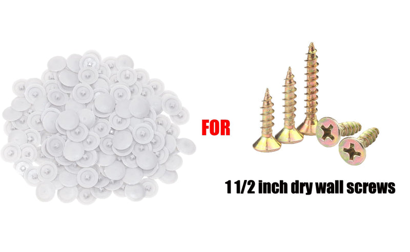 Mini Skater 200Pcs Screw Caps Plastic Self-Tapping Screw Hole Cap Covers for Diameter 7mm Flat Cross Screw Lids Furniture Fittings, (White) White
