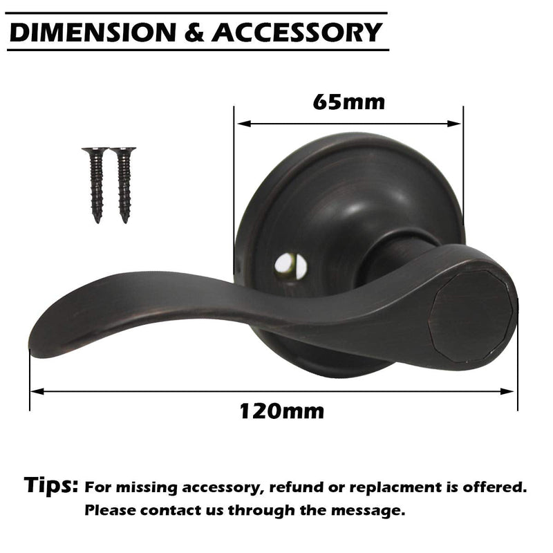 Gobrico Pack of 4 Wave Style Single-Side Dummy Door Levers Right and Left Handed Door Handles Oil Rubbed Bronze Finish 2 Pack