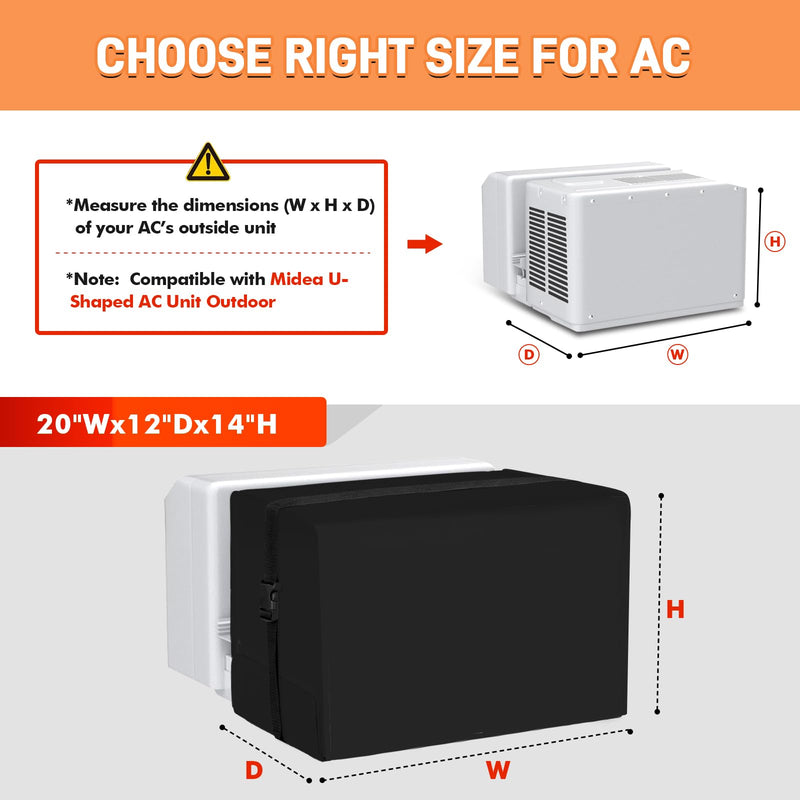 Air Conditioner Covers for Outside fit for Midea U Shaped Unit, Black