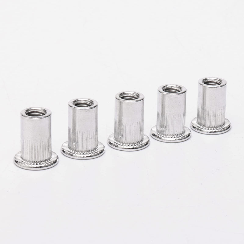 M6 6 mm Flat Head Threaded Rivetnut Insert Aluminum Rivet Nut Blind Insert Nut Pack of 100 M6