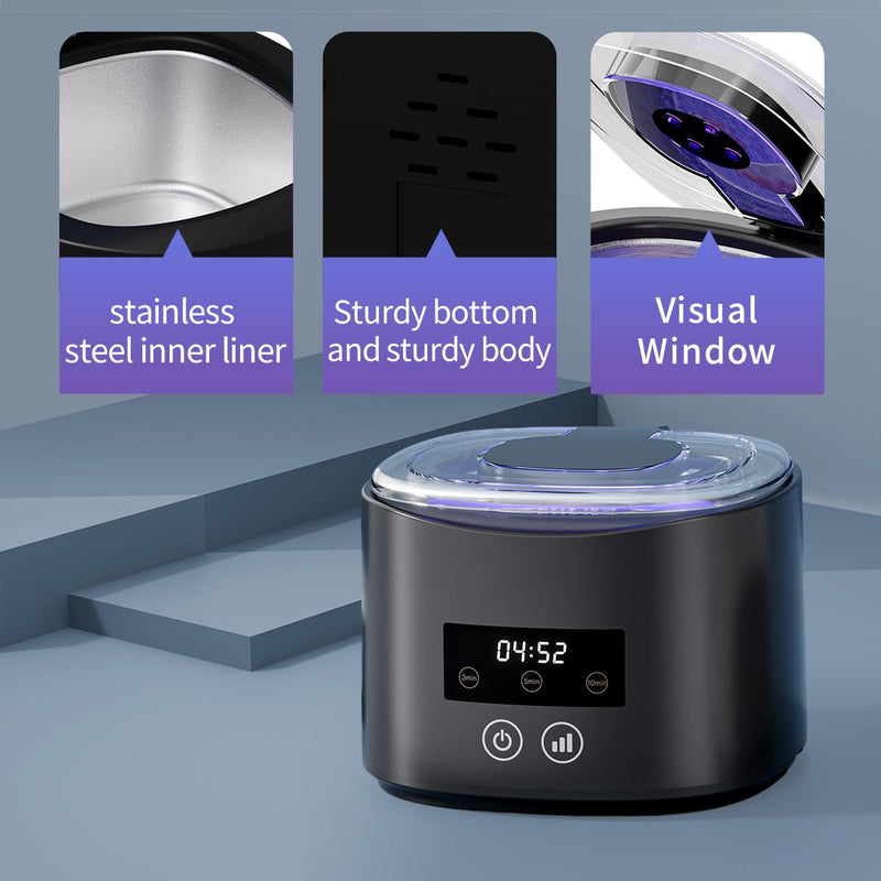 45KHz UV Ultrasonic Retainer Cleaner for Dentures Dental Aligners | 280ml tank, UV light, 3/5/10min modes and LED display for retainers, dentures, aligners, mouth guards and small jewelry