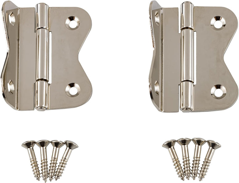 Large Nickel Plated Offset Hoosier Type Butterfly Cabinet Hinges | 4 Pairs/Pack | Hoosier Type Cabinet Reproduction Hardware| UA-210-HPN (4)