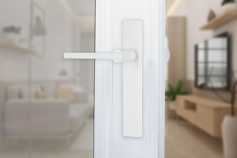 Wright Products Lever Latch Set with No Lock Out Feature, Durable Replacement Latch, Surface Mount Storm and Screen Door Handle for Metal and Wood Doors White Contemporary
