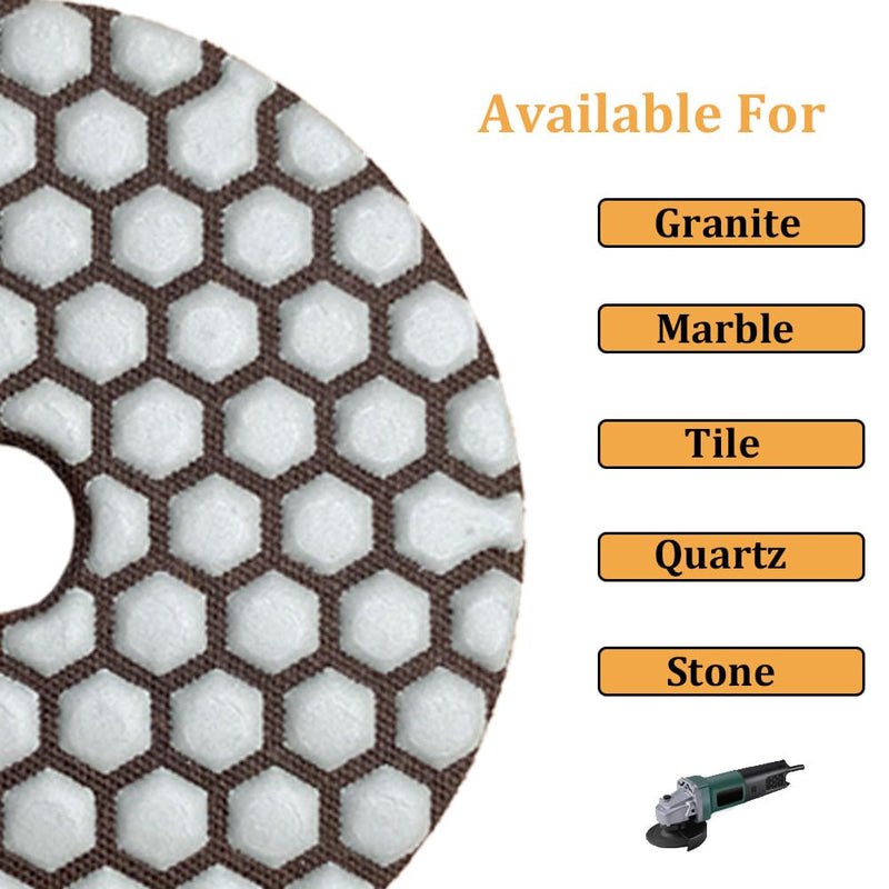 10Pcs 4 inch Grit 200 Dry Diamond Polishing Pads for Dry Polishing Porcelain Tiles Granite Marble Stone Grits 200