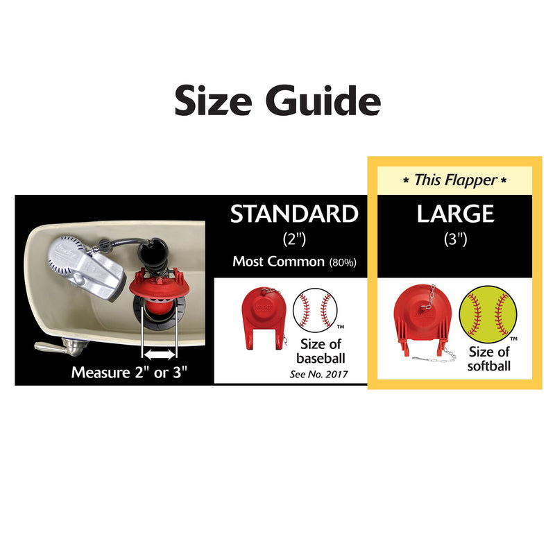 Korky Large 3-Inch 2X Premium Universal Toilet Flapper - Long Lasting Rubber - Easy to Install - Made in USA, 3070