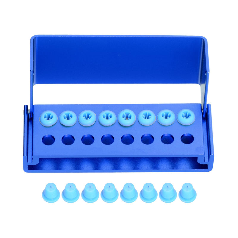 16 Holes Burs Holder Block Case 1.6mm&2.35mm Shank for CA/RA＆FG Autoclavable Burs Holder with Silicon Cover Blue Color