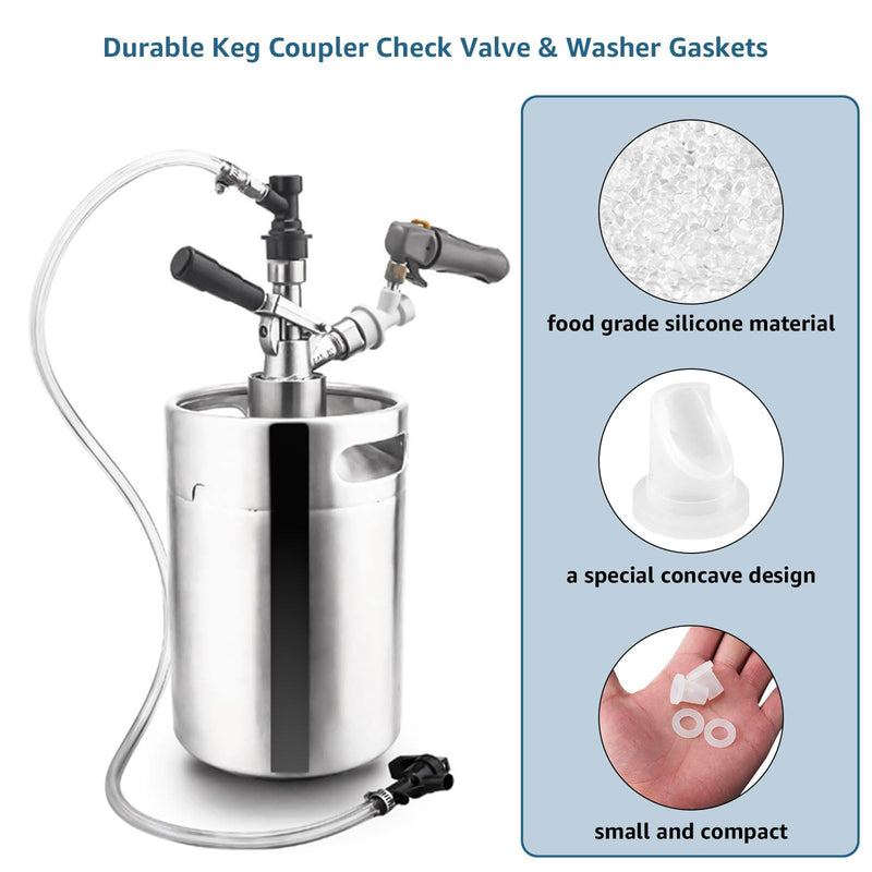 30 pcs Beer Keg Coupler Check Valve Beer Washer Gaskets Set, Gas Check Valve Beer Sealing Gasket Beer Keg Coupler Replacement Accessories Kit for Sankey D/S/A/G Couplers