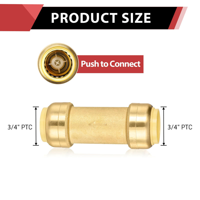 2Pcs EFIELD 3/4"Push Fit Check Valve Brass Fitting(PF-VALVE063-2) Pack 2 3/4 Inch