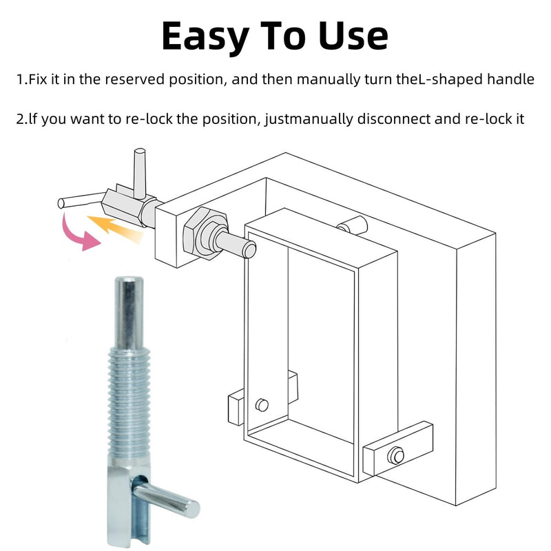 4 Pcs Retractable Indexing Plunger Pin, M12 Carbon Steel Spring Plunger Spring Loaded Latch Telescopic Locking Pin L-Shaped Positioning Pin with Nut for Industrial Equipment 4