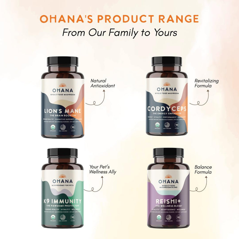Ohana K9 Immunity, Dog Supplements, Contains 6 USDA Organic Mushroom Extracts for Dog Care, Non-GMO, Gluten-Free, 90-Capsule Bottle, Pack of 1 K9 Immunity Capsules 90 Count (Pack of 1)