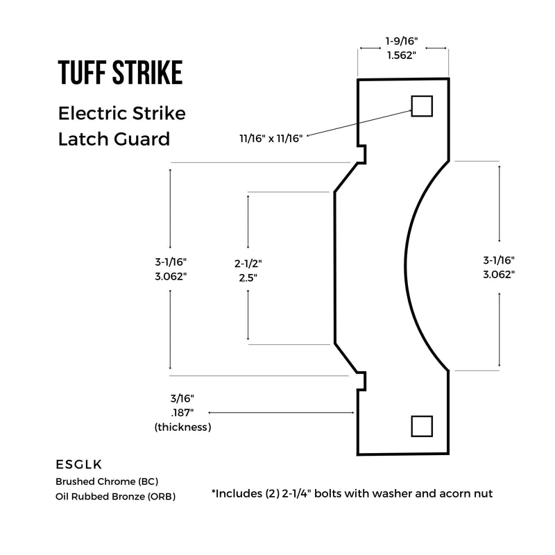 Steel Latch Guard Plate for Outswinging Doors | Electric Strike Door Guard | Low Profile Latch Shield | Anti Pry Door Security | Oil Rubbed Bronze Duranodic