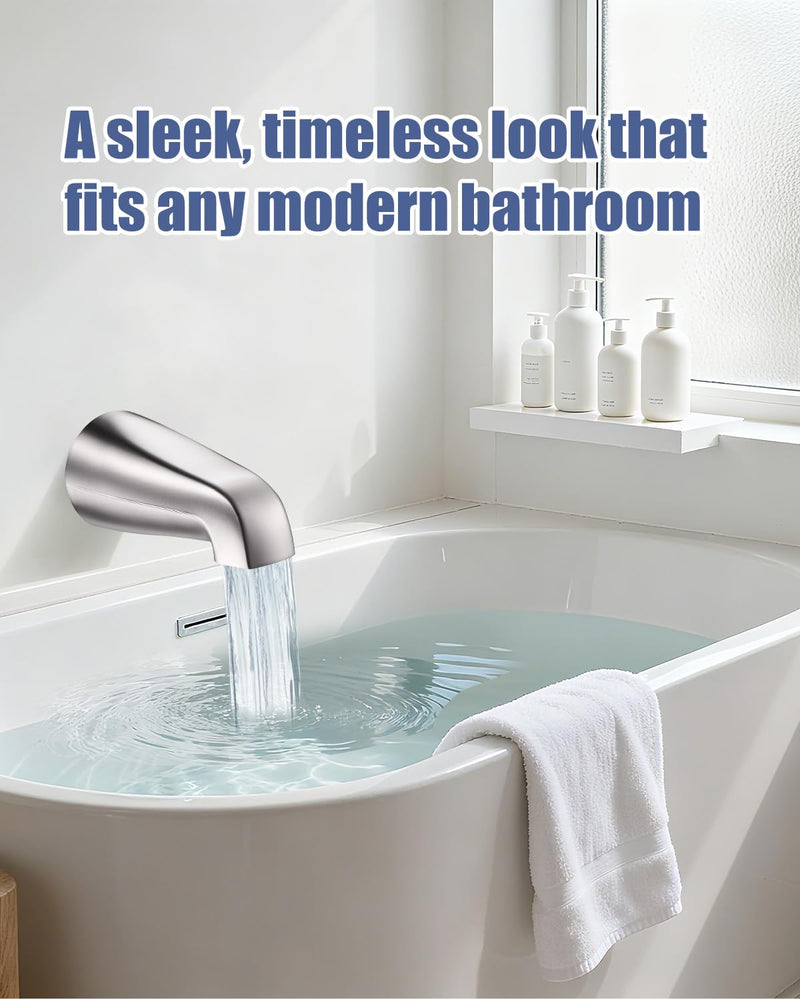 Universal Bathtub Faucet Tub Spout – Fast-Fill, No-Leak, Easy Install Metal Tub Faucet Replacement, Fits 1/2" Slip-Fit Copper Pipe and 1/2" IPS & 3/4" IPS Thread Connections (Brushed Nickel) Brushed Nickel