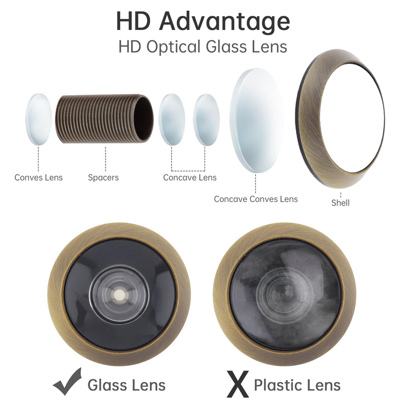 Door Viewer Peephole,200 Degree Solid Brass Peep Holes for Solid Wood Door with 16mm Drill Bit, 5/8 Inch Door Eye Viewer with Privacy Cover for 1-3/8" to 2-1/4" Doors (1, Antique Bronze)