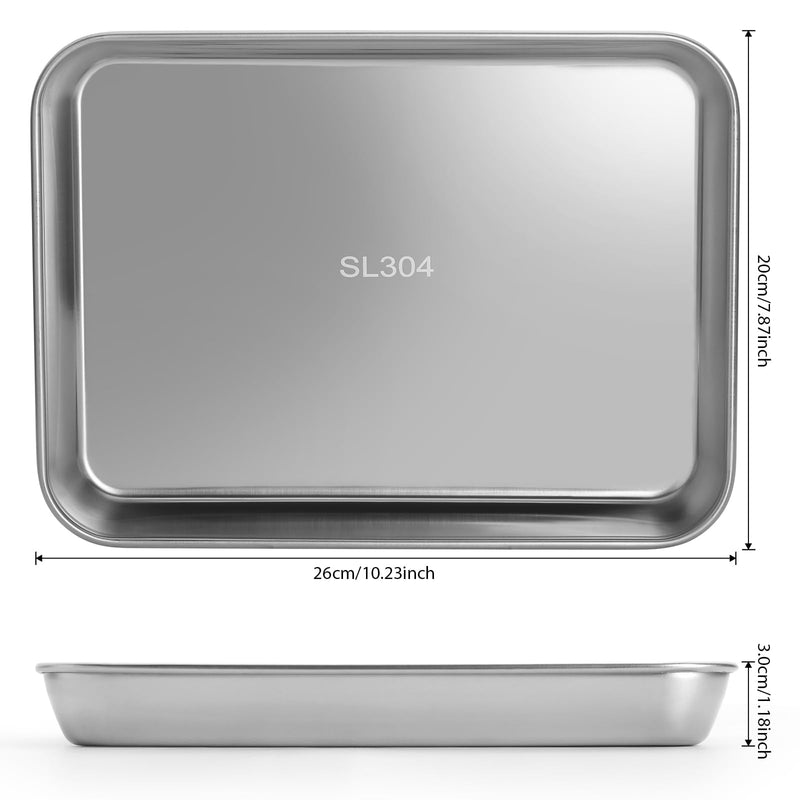 JMU 2 Pack 304 Stainless Steel Medical Tray, 10.2"x7.9"x1.2" Thickening Dental Tray, Professional Medical Procedure Tray 1 10.24" x 7.87" x 1.18"