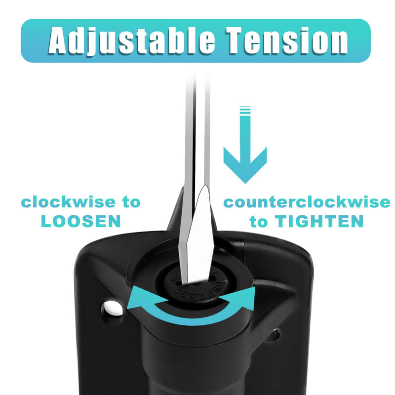 Self Closing Gate Hinges Black, Tension Adjustable Heavy Duty Spring Gate Hinges for Metal Gate, Fence, Hold Up to 154lbs, 2 Pack
