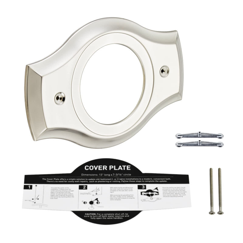 Renovation Shower Cover Plate for 2-Handle or 3-Handle to 1-Handle Shower Updates, Brushed Nikel