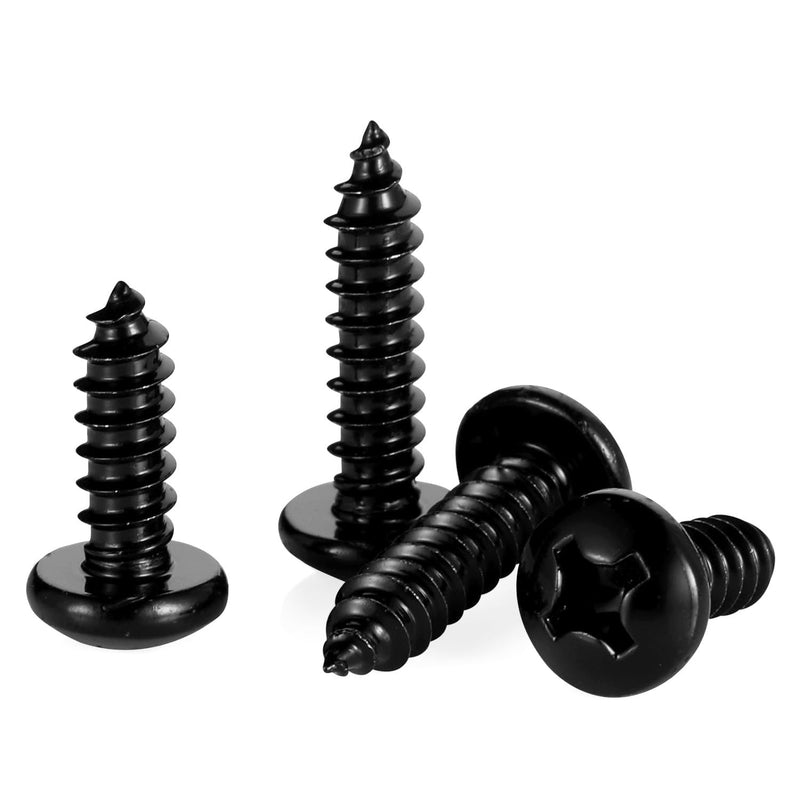 #6 x 3/8" Phillips Pan Head Self Tapping Screw, Pan Head Sheet Metal Screws Wood Screws, Black Oxide Stainless Steel 304 (18-8), 100 Pack #6×3/8"
