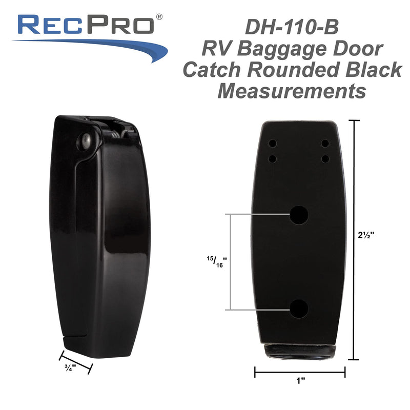 RecPro Black RV Rounded Baggage Door Catch Latch Compartment Hardware Clips | Latches 16343-23 (2 Pack) 2 Pack