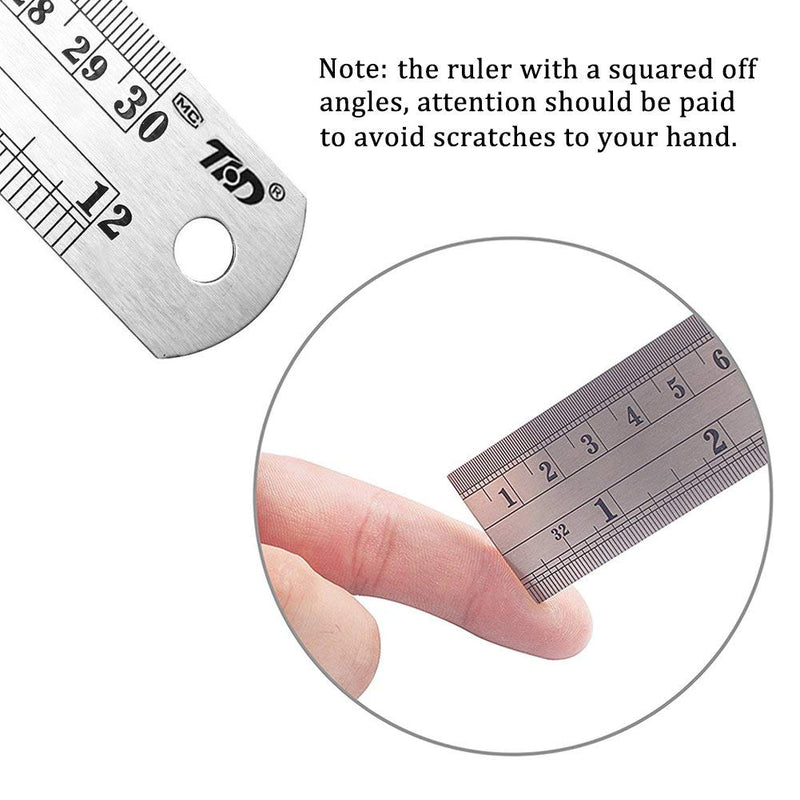 ZZTX Ruler Metal Straight Edge Ruler Stainless Steel Ruler 12 Inch Ruler Set Rulers Bulk 1 Pack