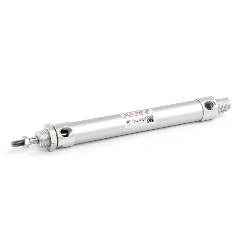 SNS Pneumatic 16mm Bore 100mm Stroke NPT1/8 Aluminum Alloy Mini Air Cylinder Double Action MAL16x100 MAL16*100-NPT