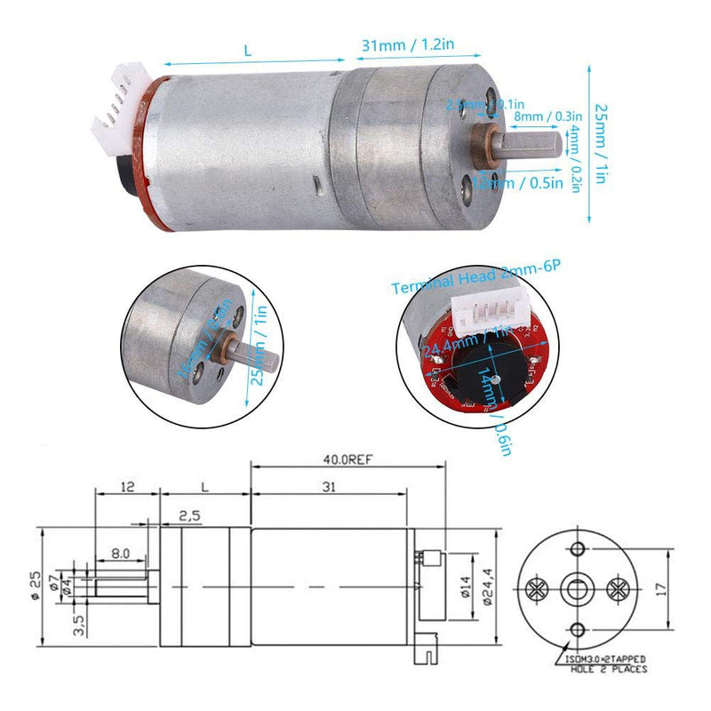 DC12V DIY Encoder Gear Motor for Smart Car Robot with Mounting Bracket 65mm Wheel Kit (500RPM) Encoder Bracket dc Motor with Encoder Encoder Motor Motor with Encoder