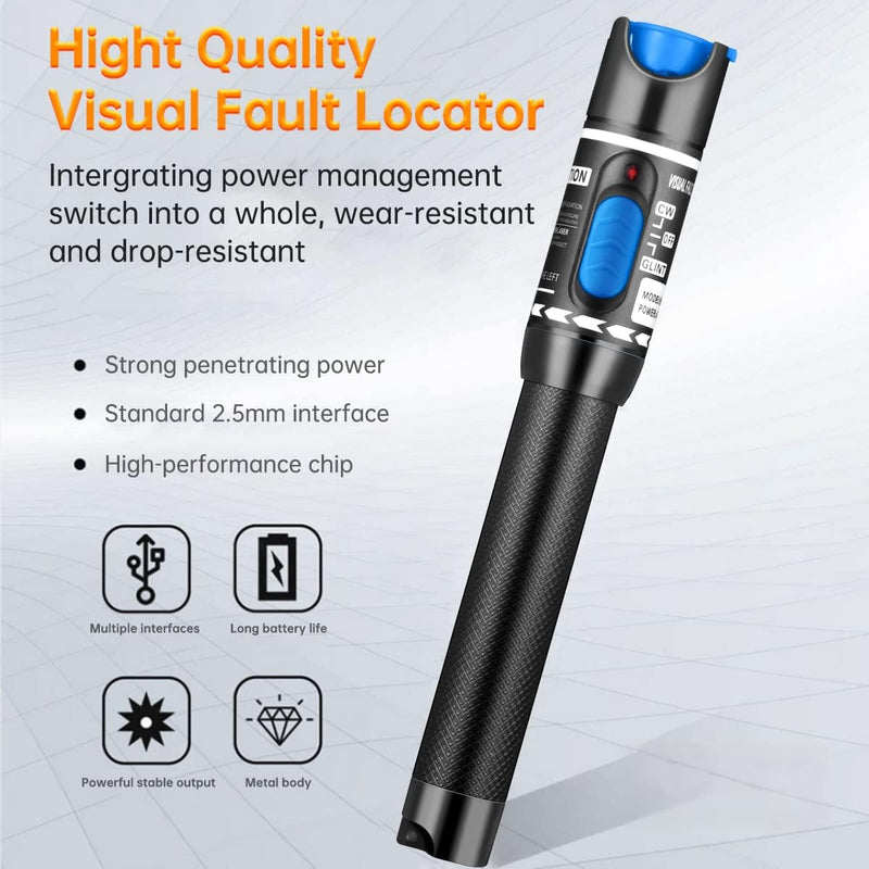 Moocci 3 Pcs Visual Fault Locator Fiber Optic Tester - Fiber Optic Cable Tester Meter with FC to LC Adapter - Tools Kit for FC/SC/ST/LC Connector,Network Cable Test - Green Blue Black Green & Blue & Black