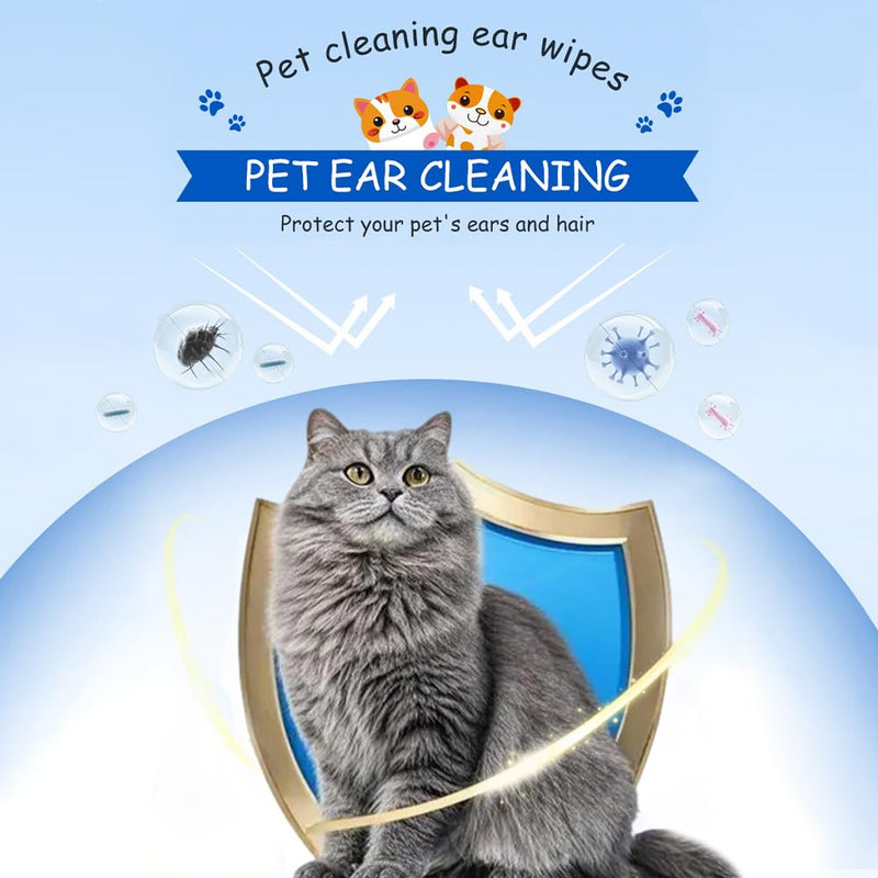 Pet Ear Cleaning Wipes with Salicylic Acid & Chamomile - Gently Remove Ear Wax & Dirt for Dogs & Cats, Helps Clean & Deodorize, Safe for Puppies & Kittens, Pack of 2