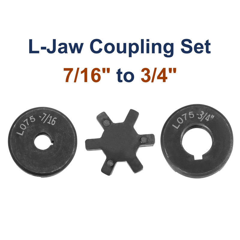 uxcell 7/16" to 3/4" L075 Flexible 3-Piece L-Jaw Coupling Coupler Set & Buna-N NBR Rubber Spider for Log Splitter Hybrid Equipment