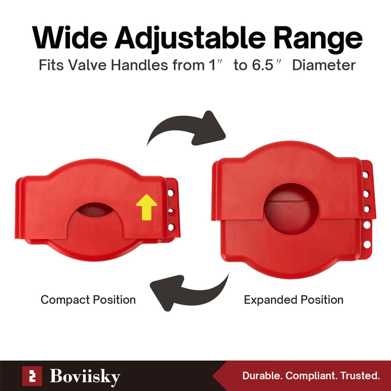 Adjustable Gate Valve Lockout, 4 Pack, Gate Valve Lockout Device for 1 inch to 6-1/2 inch Diameter Outdoor Faucet Handles, Industrial Secure Loto Device, 3051 Adjustable 1"-6-1/2"(4 Pack)