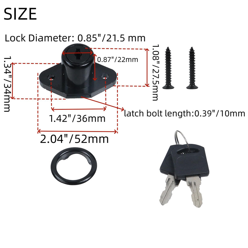 Desk Cabinet Lock,Antique Black Drawer Dreeser Cabinet Lock with Keys,Pack of 10 10 Pieces