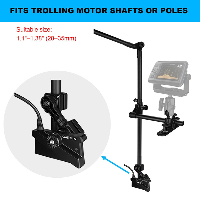 LiveScope Mount for LVS34 Transducer, 0 Degree Pole Mount Compatible with Garmin LiveScope Plus LVS34, Trolling Motor with Quick Ratchet Perspective Adjustment, Replacement 010-13228-03 For Garmin LVS34