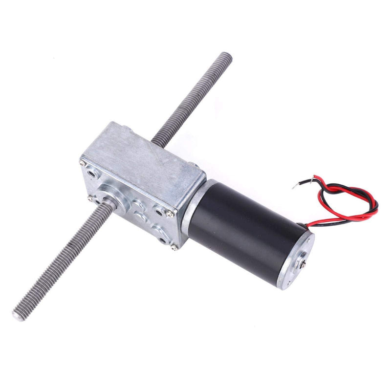 Oumefar Double Shaft Worm Gear Motor, 12V Motor with Metal Gearbox Turbo Worm Speed Reduction Gear Motor M8 Thread Small DC Motor(Reduction Ratio 50)