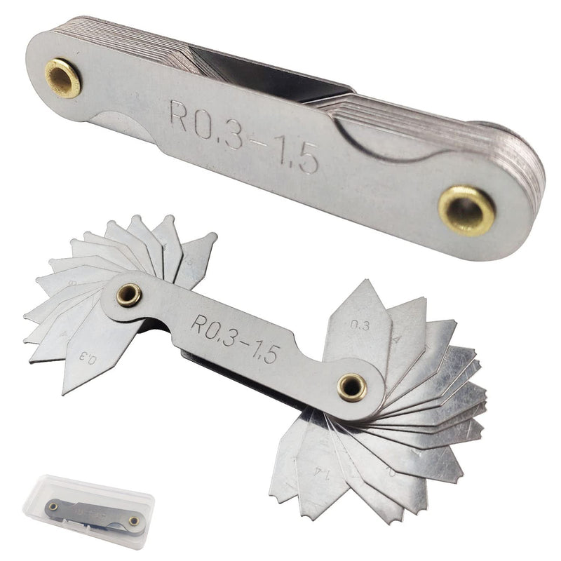 6 Pack R0.3-1.5/ R1-6.5/ R7-14.5/ R15-25/ R25-50/ R52-100 Radius Gauge Set, Stainless Steel Radius Fillet Gage Portable Concave Convex Measuring Tool for Tool and Die Makers Check R0.3-100