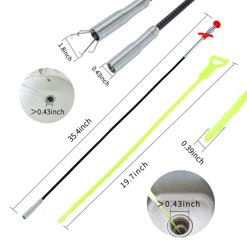 DR.PEN Flexible Grabber Claw Pick Up Reacher Tool (Drain Clog Remove Tool), With 4 Claws Bendable Hose Pickup Reaching Assist Tool for Litter Pick, Home and Kitchen Sink, Drains, Toilet (35.4 inch) 35.4inch