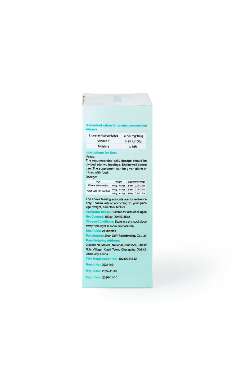 MARIMER Cat Immune Support Liquid Supplement – L-Lysine & Astragalus – Enhances Immunity and Relieves Feline Herpes Symptoms – Nutritional 3.38oz (100ml) for Cats of All Ages