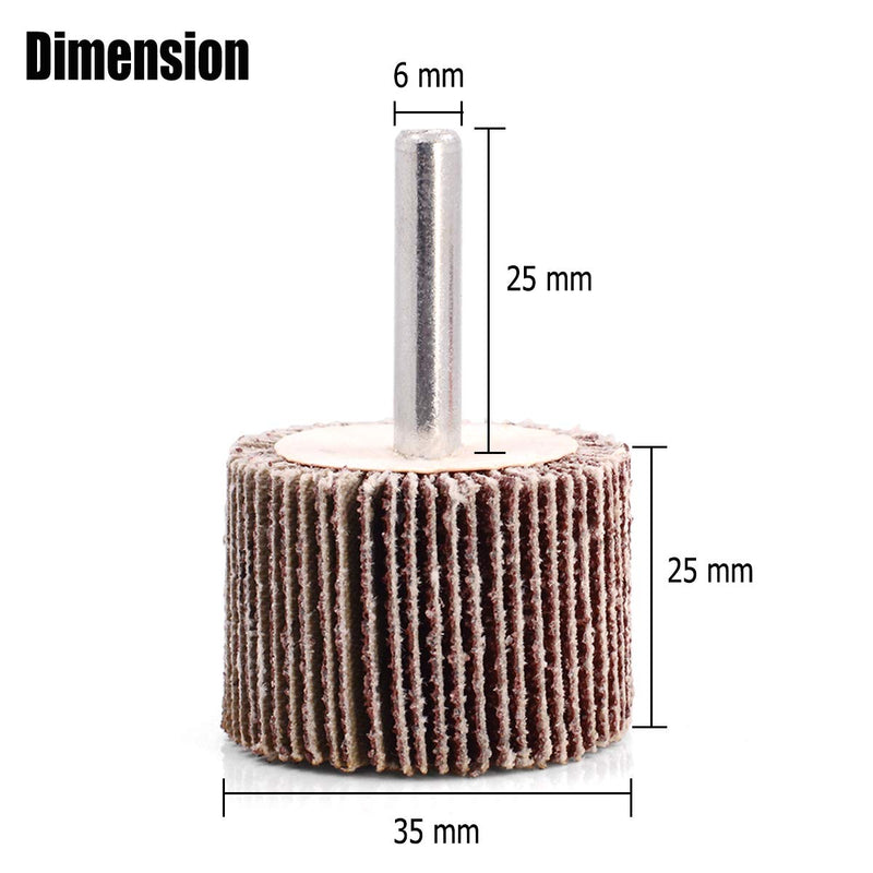 Koopi 10 Pack 1-3/8" x 1" x 1/4" Shank Mounted Flap Wheels, 60 Grit Aluminum Oxide Sanding Flap Wheels for Drill - Abrasive Grinding Tool