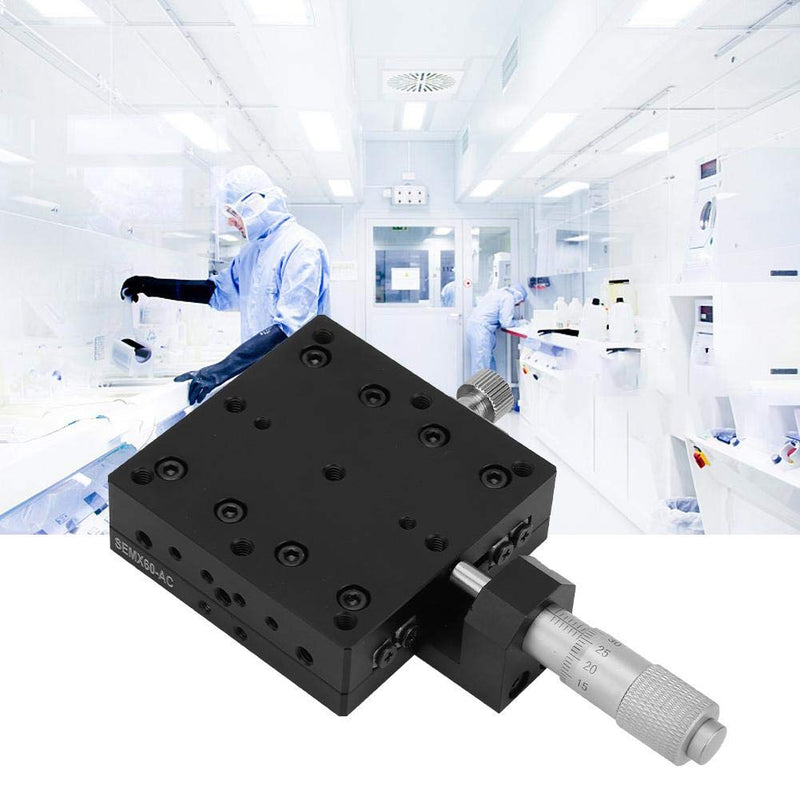 SEMX60-AC Manual Linear Stage,Cross Roller X Axis Micrometer Fine Tuning Slide Table,60x60mm Precision Optical Trimming Station,for Precision Inspection,Equipment Positioning