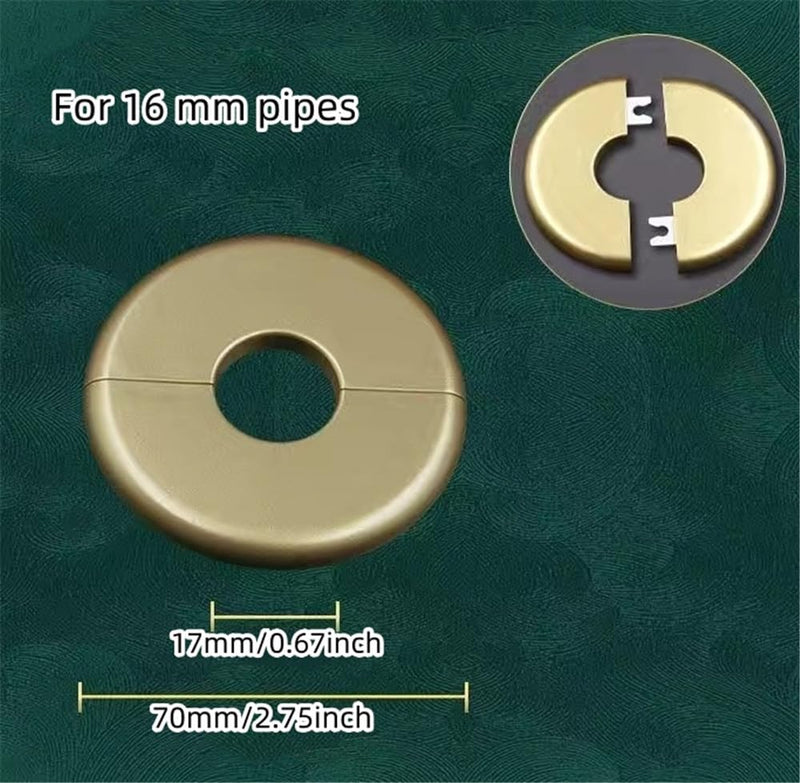 2 Pcs Wall Split Flange Self-Adhesive tape Round Escutcheon Various pipes Plate Cover for Water Pipe Faucet Decoration Accessories (16mm/0.65in) 16