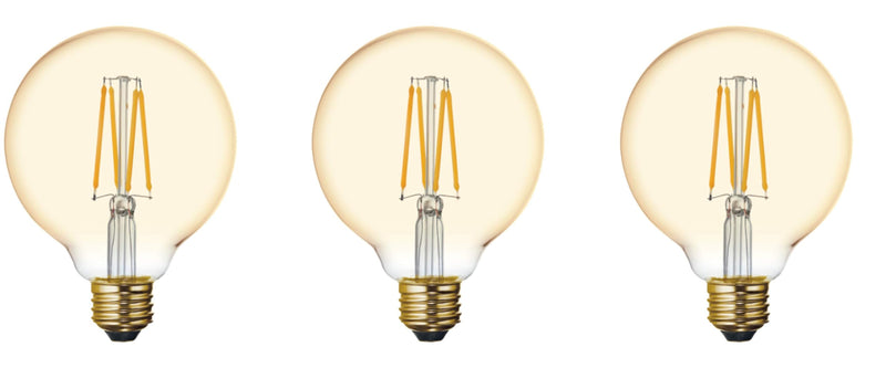 GE (case of 3 Bulbs) Lighting Vintage Style LED G30 Globe Light Bulb, 5.5 Watts (60 Watt Equivalent) Warm Candle Light, Amber Glass, Medium Base, Dimmable, 400 lumens