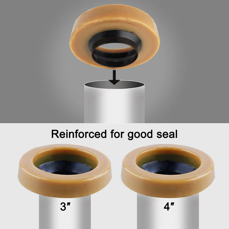 iFealClear 2 Sets Toilet Wax Ring Kit with Bolts, PE Flange and Extra Retainers, Thick Wax Ring Gasket for Toilet Bowl, Washers Bolt Caps Gasket Use for Most Toilets- Gas, Odor and Watertight Seal