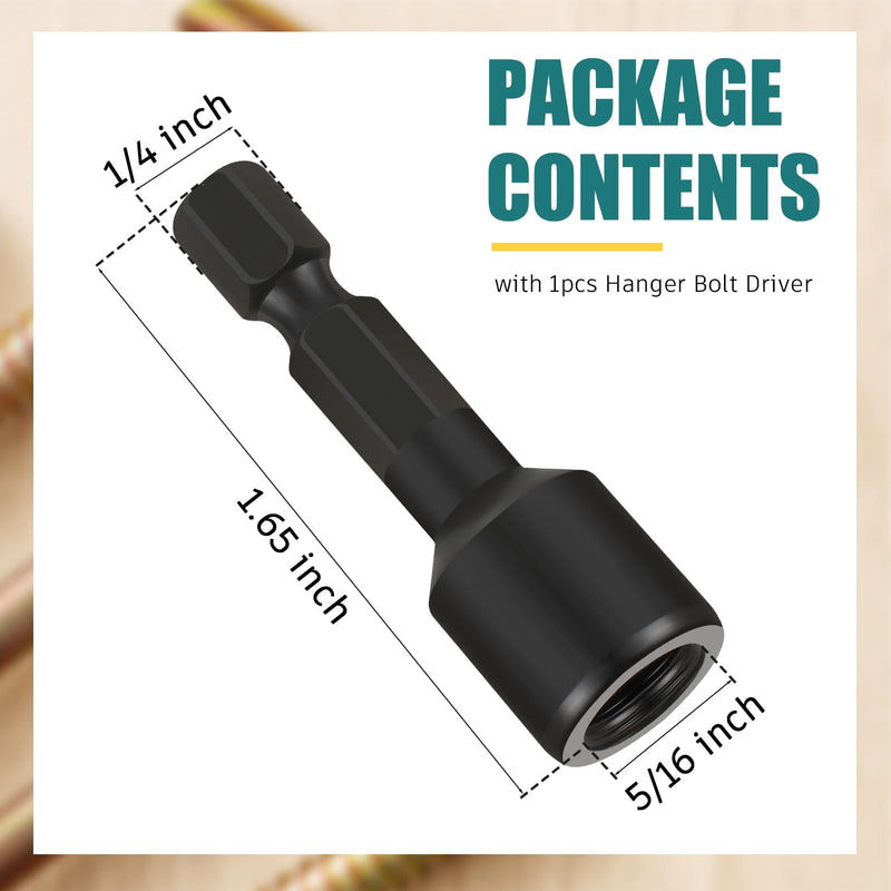 Hicarer 20 Pack 5/16-18 x 3 Inch Hanger Bolts Double Headed Bolts with Hanger Bolt Driver Self Tapping Screw Threaded Rod Hanger Bolts for Furniture Screws Double Screw Bolt for Wood Furniture Joint 5/16-18 x 3 inches