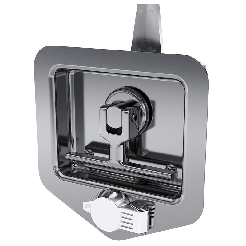 TCH Hardware Stainless Steel T-Handle Cam Latch with Mounting Studs & Lock Dust Cover - Folding T Handle Latch RV Camper Truck Trailer Toolbox 1 Handle - Mounting Studs - Dust Caps