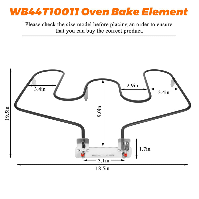 WB44T10011 Oven Range Stove Bake Element by Blutoget - Fit for GE Hotpoint Ken-more Oven JBP78WB4WW,JBP66WB4WW, JBP78WB1WW,JCBP80SK2SS - Replace WB44T10059, 820921, AP2030997, PS249286, EAP249286