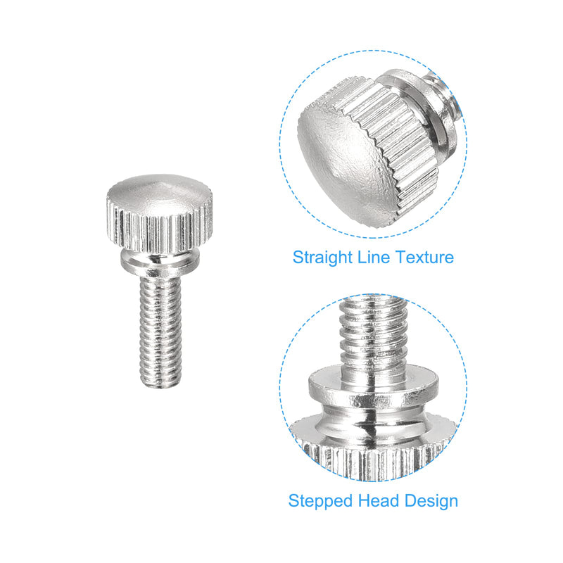 uxcell Knurled Thumb Screws, M4x12mm Brass Shoulder Bolts Grip Knobs Fasteners, Nickel Plated 10Pcs