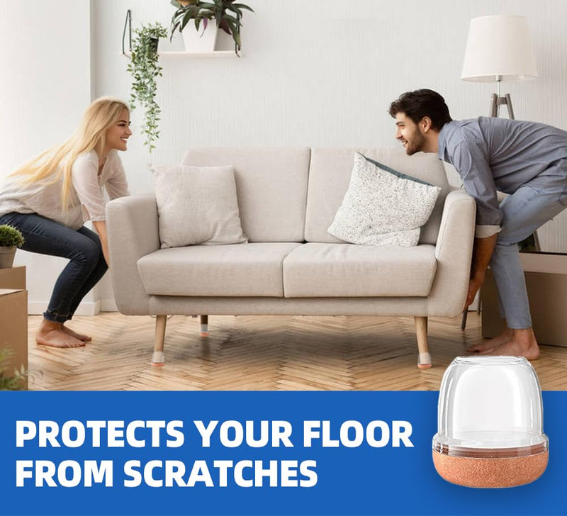 20 Pcs Clear Small Chair Leg Floor Protectors for Hardwood Floors, Upgraded Rubber Chair Leg Caps with Felt Pads, Furniture Leg Feet Cups Protect Floors from Scratches Reduce Noise (Fit 0.8"-1") 03 Clear Small (Fit 0.8"-1")