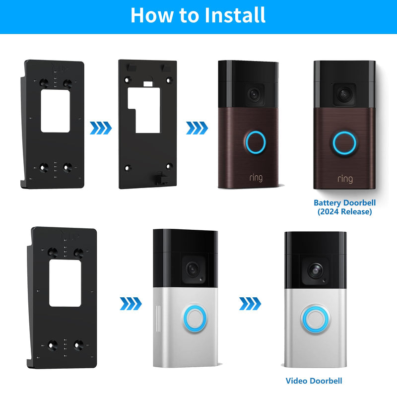 Ring Doorbell Vinyl Siding Mount, Vinyl Siding Bracket Compatible with Ring/Camera Doorbell, Doorbell Corner Mounting Wedge Kit (4" Standard Vinyl Siding Only)