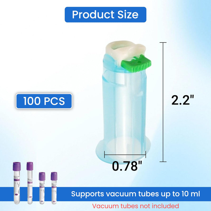 Disposable Green Needle Holder, Multi Sample Single Use Connector with Universal Fit, Pack of 100